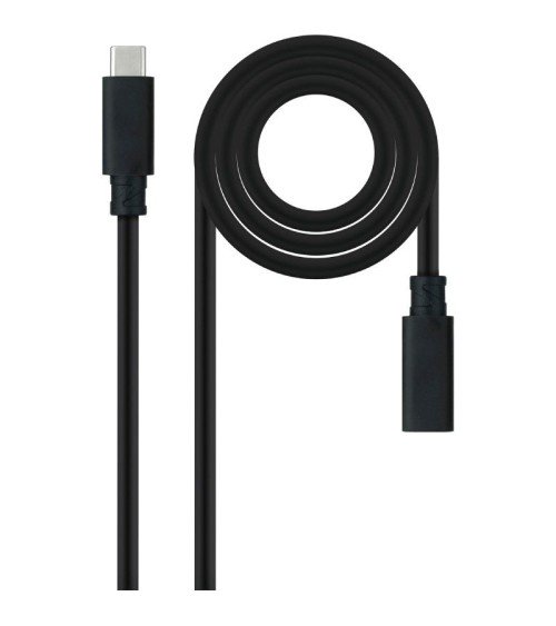 Cable alargador usb tipo-c 3.2 nanocable 10.01.4501-l150/ usb tipo-c macho - usb tipo-c hembra/ 1.5m/ negro