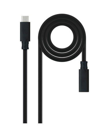 Cable alargador usb tipo-c 3.2 nanocable 10.01.4501/ usb tipo-c macho - usb tipo-c hembra/ 1m/ negro