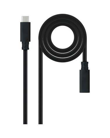 Cable alargador usb tipo-c 3.2 nanocable 10.01.4502/ usb tipo-c macho - usb tipo-c hembra/ 2m/ negro