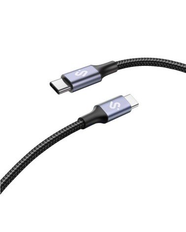 Cable usb 2.0 tipo-c subblim plus/ usb tipo-c macho - usb tipo-c macho/ hasta 100w/ 480mbps/ 1m/ negro