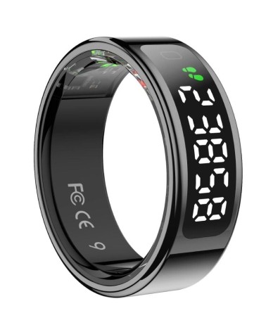 Anillo inteligente leotec kör mau smart ring talla 8/ ø18.3mm/ notificaciones/ frecuencia cardíaca/ negro