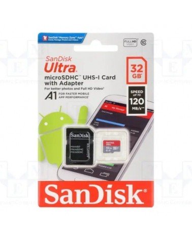 Tarjeta de memoria sandisk ultra 32gb microsd hc uhs-i con adaptador/ clase 10/ 120mbs