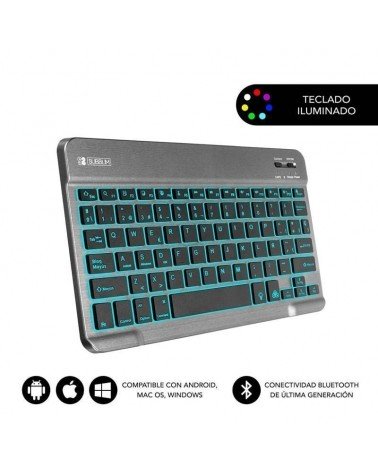 Teclado compacto inalámbrico por bluetooth subblim smart backlit/ gris