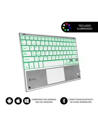 Teclado compacto inalámbrico por bluetooth subblim smbt50/ plata