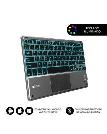 Teclado compacto inalámbrico por bluetooth subblim touchpad smart blacklit/ gris
