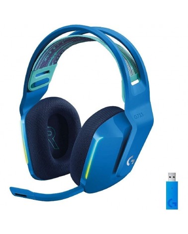 Auriculares gaming inalámbricos con micrófono logitech g733/ azul