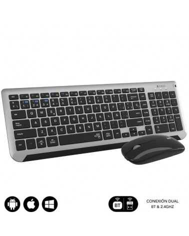 Teclado y ratón inalámbrico subblim combo dual prestige extendido/ gris y negro