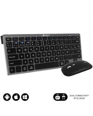Teclado y ratón inalámbrico subblim oco020 combo multidispositivo compacto/ gris