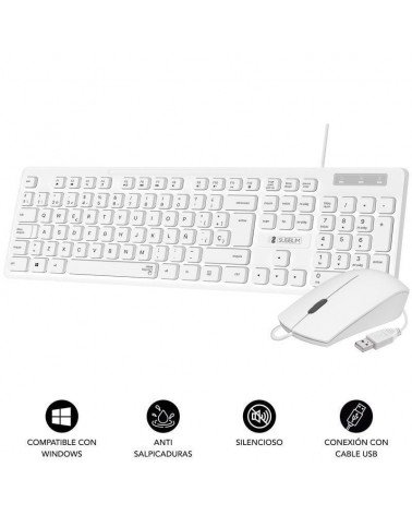 Teclado y ratón subblim combo business slim silencioso/ blanco
