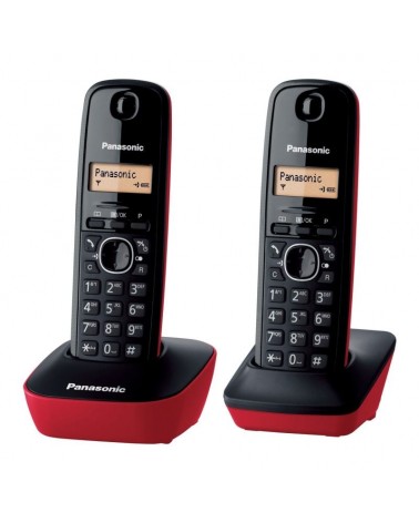 Teléfono inalámbrico panasonic kx-tg1612/ pack duo/ negro y rojo