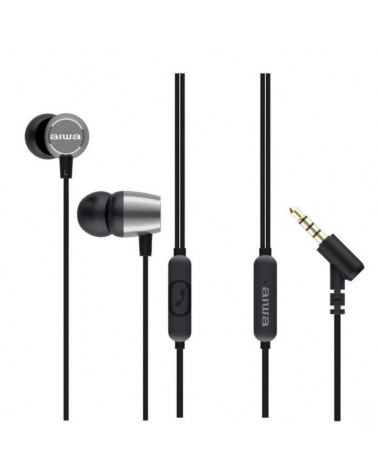 Auriculares intrauditivos aiwa estm-30sl/ con micrófono/ jack 3.5/ plata
