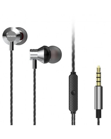 Auriculares intrauditivos aiwa estm-50sl/ con micrófono/ jack 3.5/ plata