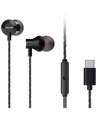 Auriculares intrauditivos aiwa estm-50usb-c/bk/ con micrófono/ usb tipo-c/ negro