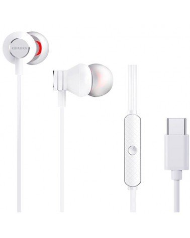 Auriculares intrauditivos aiwa estm-50usb-c/wt/ con micrófono/ usb tipo-c/ blanco